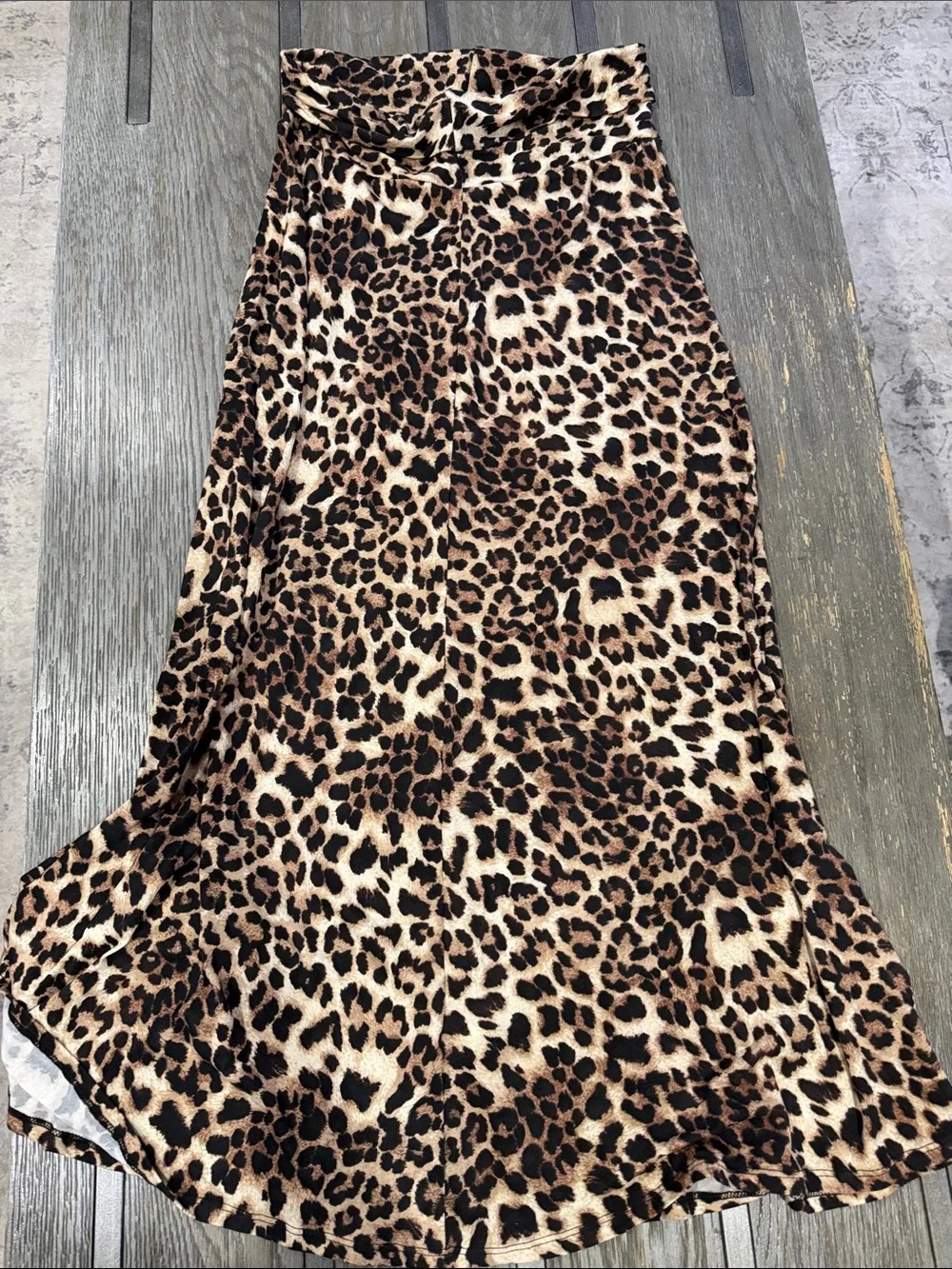 Leggings material soft Leopard Print Maxi Skirt - Brown/Cream Animal Print
